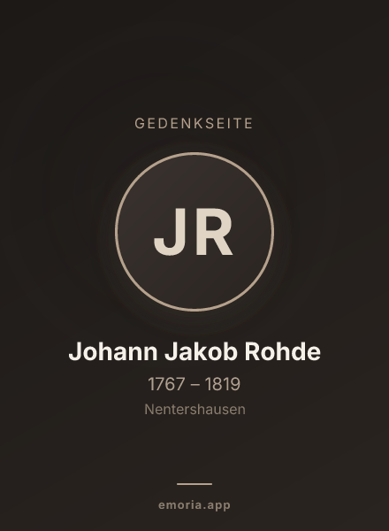 Gedenkportrait von Johann Jakob Rohde