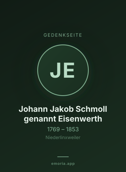 Gedenkportrait von Johann Jakob Schmoll genannt Eisenwerth