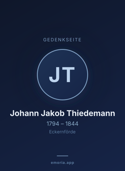Gedenkportrait von Johann Jakob Thiedemann