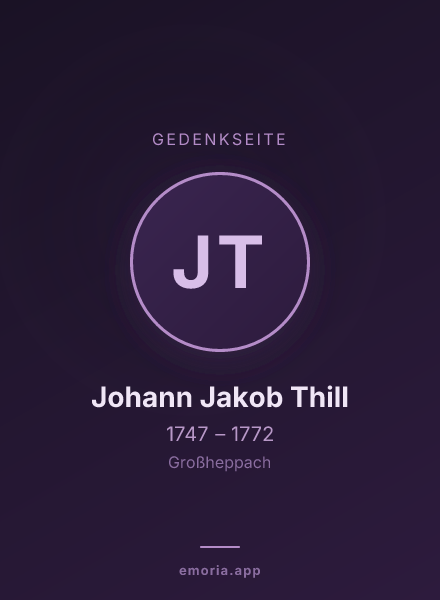 Gedenkportrait von Johann Jakob Thill