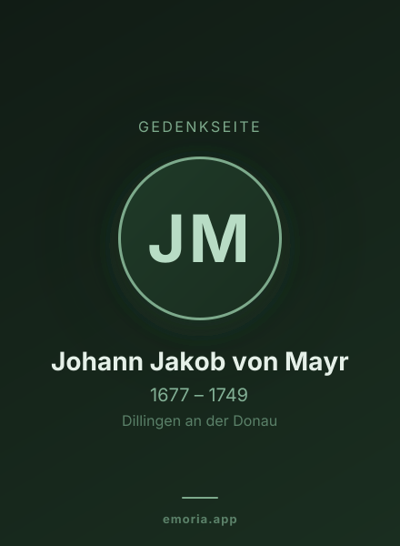Gedenkportrait von Johann Jakob von Mayr
