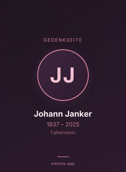 Gedenkportrait von Johann Janker