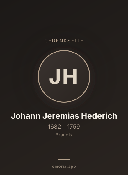 Gedenkportrait von Johann Jeremias Hederich