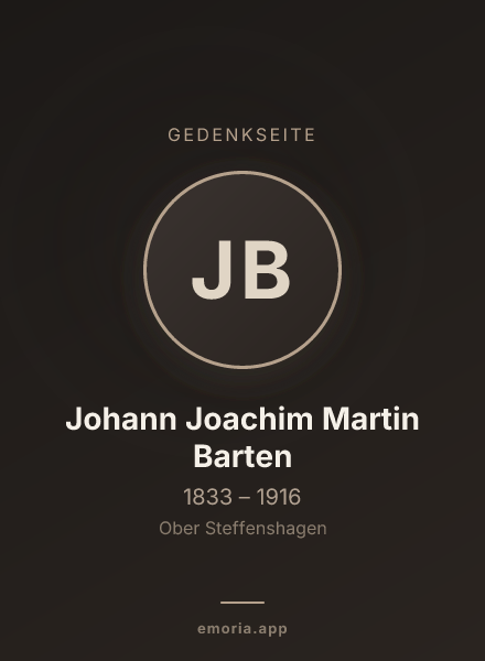 Gedenkportrait von Johann Joachim Martin Barten