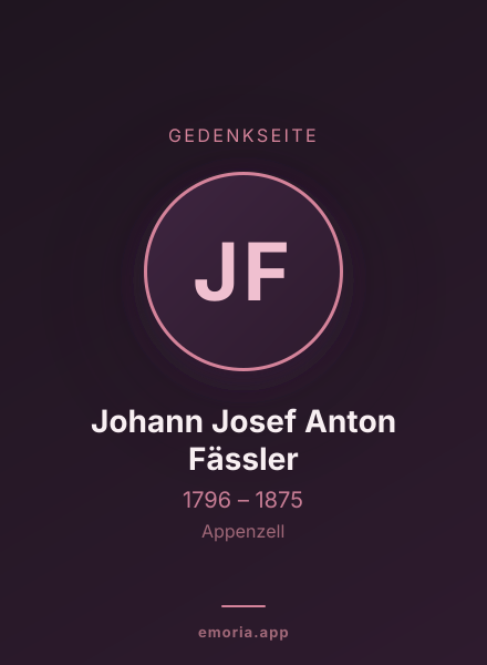 Gedenkportrait von Johann Josef Anton Fässler