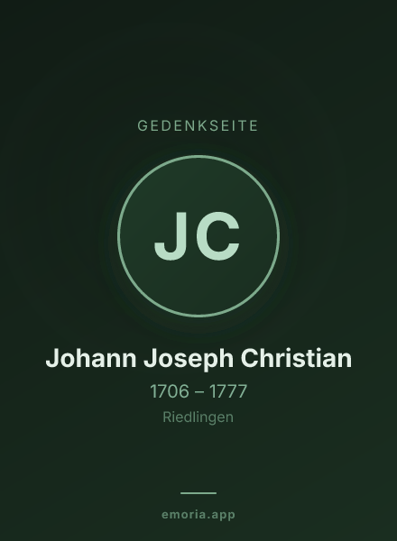 Gedenkportrait von Johann Joseph Christian