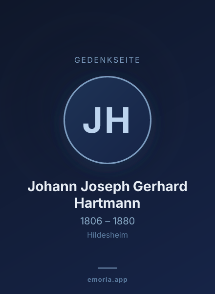 Gedenkportrait von Johann Joseph Gerhard Hartmann