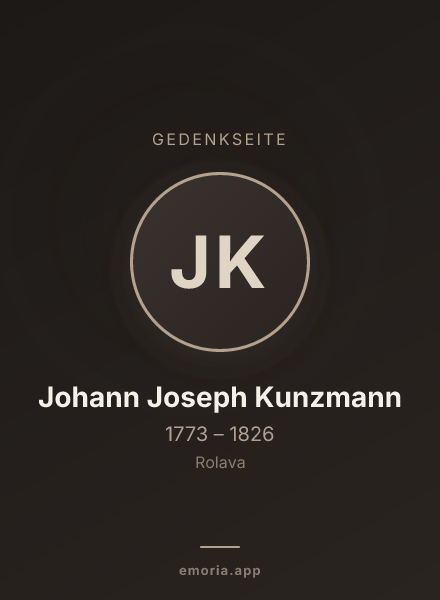 Gedenkportrait von Johann Joseph Kunzmann