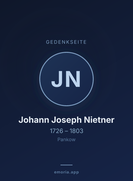 Gedenkportrait von Johann Joseph Nietner