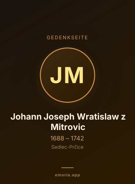 Gedenkportrait von Johann Joseph Wratislaw z Mitrovic