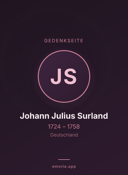 Gedenkportrait von Johann Julius Surland