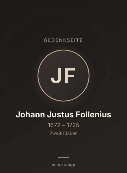 Gedenkportrait von Johann Justus Follenius