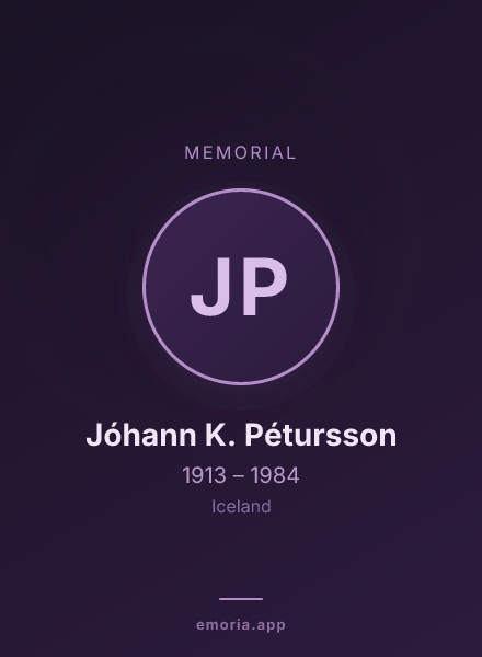Memorial portrait of Jóhann K. Pétursson