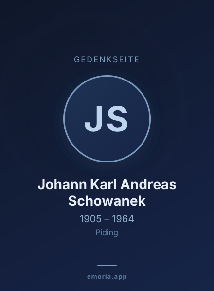 Gedenkportrait von Johann Karl Andreas Schowanek