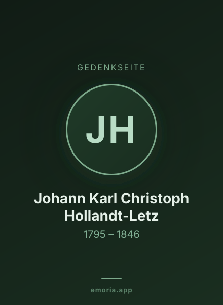 Gedenkportrait von Johann Karl Christoph Hollandt-Letz
