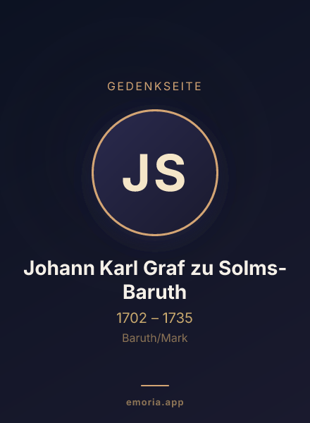 Gedenkportrait von Johann Karl Graf zu Solms-Baruth