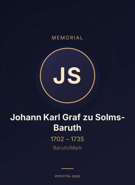 Memorial portrait of Johann Karl Graf zu Solms-Baruth