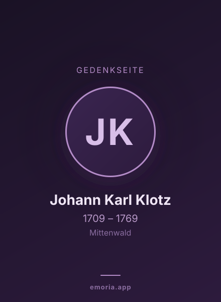 Gedenkportrait von Johann Karl Klotz