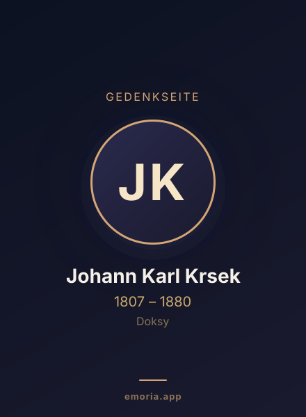 Gedenkportrait von Johann Karl Krsek