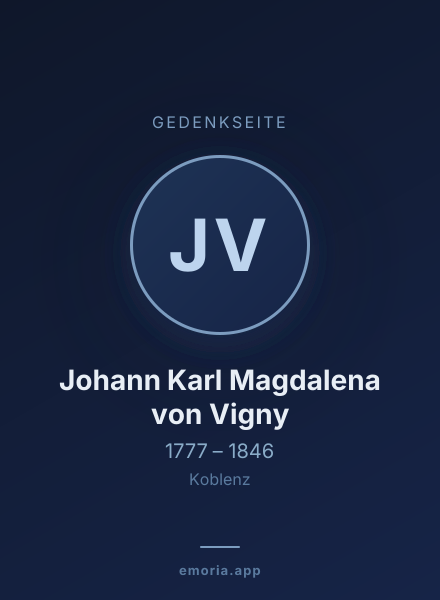 Gedenkportrait von Johann Karl Magdalena von Vigny