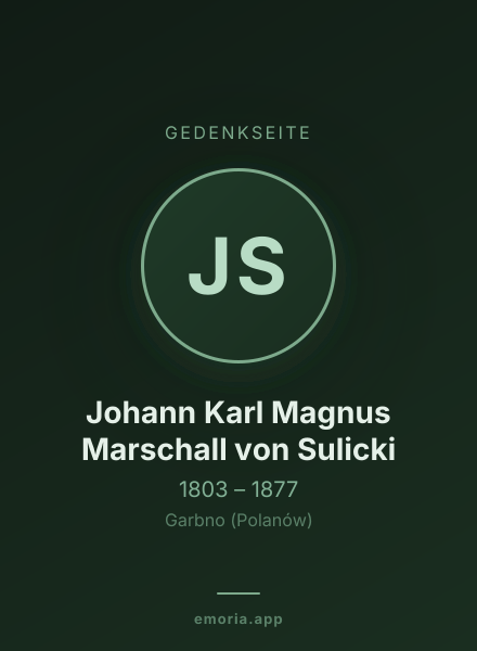 Gedenkportrait von Johann Karl Magnus Marschall von Sulicki