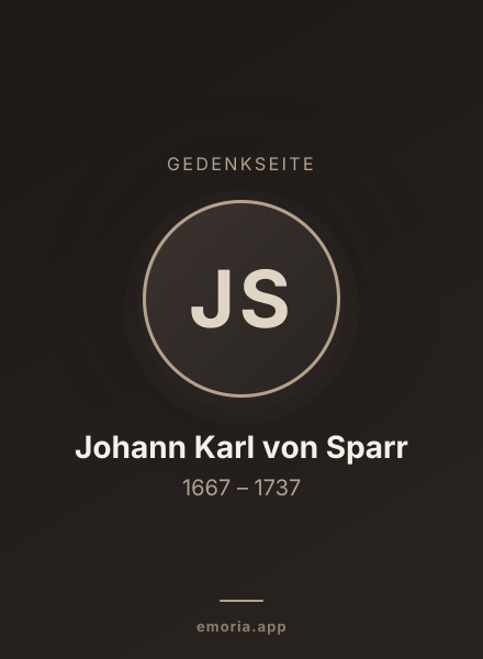 Gedenkportrait von Johann Karl von Sparr