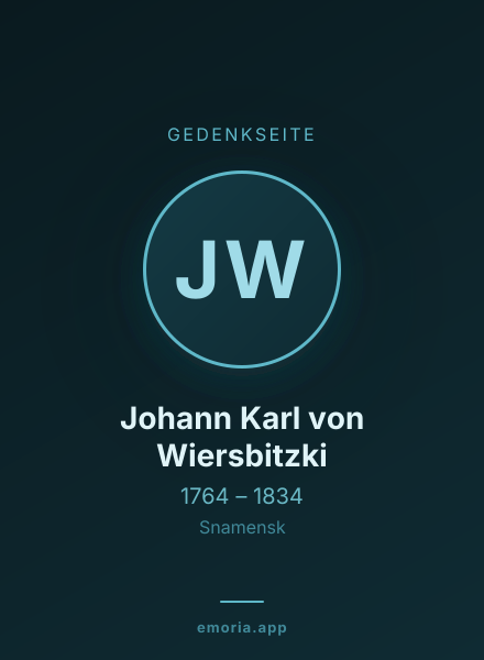 Gedenkportrait von Johann Karl von Wiersbitzki
