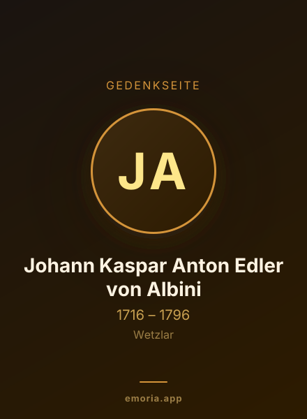 Gedenkportrait von Johann Kaspar Anton Edler von Albini