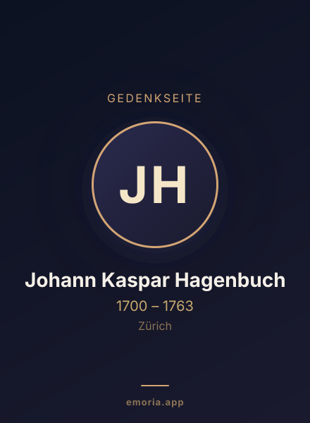Gedenkportrait von Johann Kaspar Hagenbuch