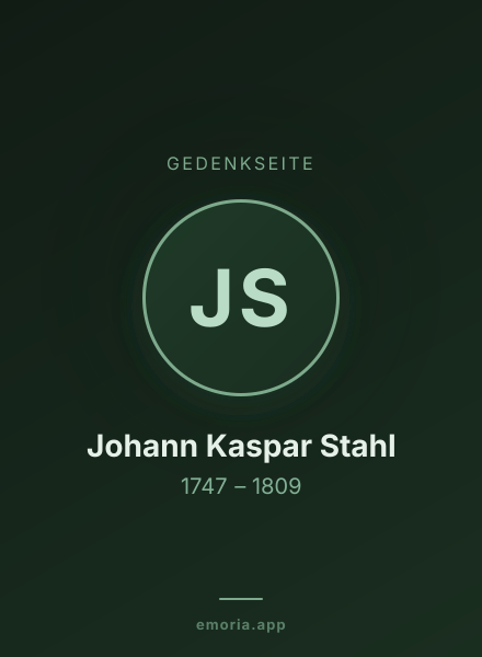 Gedenkportrait von Johann Kaspar Stahl