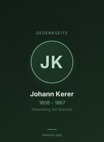 Gedenkportrait von Johann Kerer