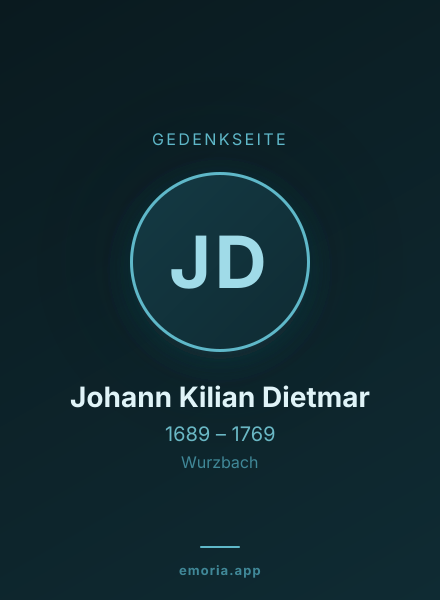 Gedenkportrait von Johann Kilian Dietmar