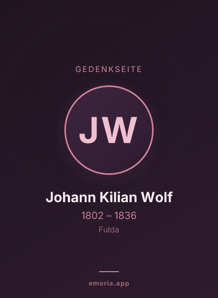 Gedenkportrait von Johann Kilian Wolf