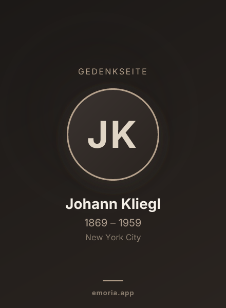 Gedenkportrait von Johann Kliegl