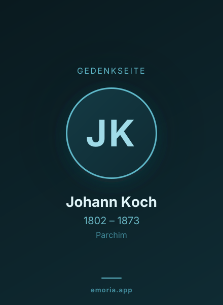 Gedenkportrait von Johann Koch
