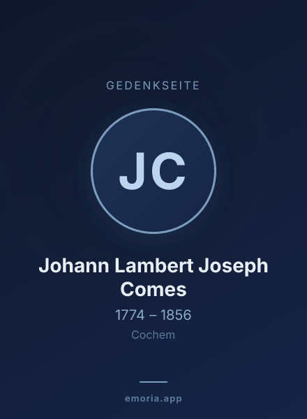 Gedenkportrait von Johann Lambert Joseph Comes