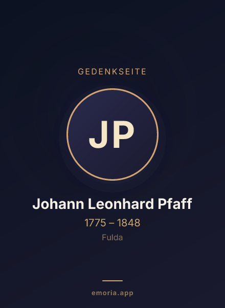 Gedenkportrait von Johann Leonhard Pfaff