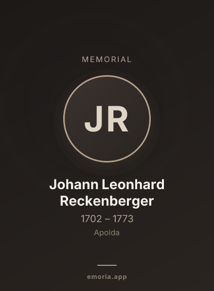 Memorial portrait of Johann Leonhard Reckenberger