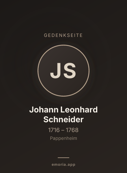 Gedenkportrait von Johann Leonhard Schneider