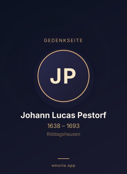 Gedenkportrait von Johann Lucas Pestorf