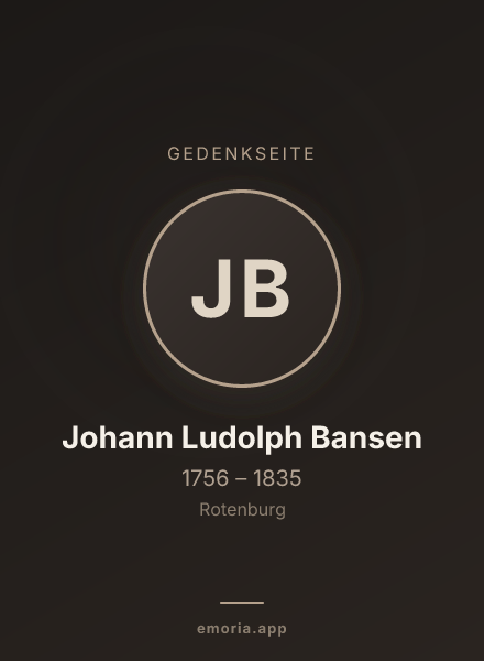 Gedenkportrait von Johann Ludolph Bansen