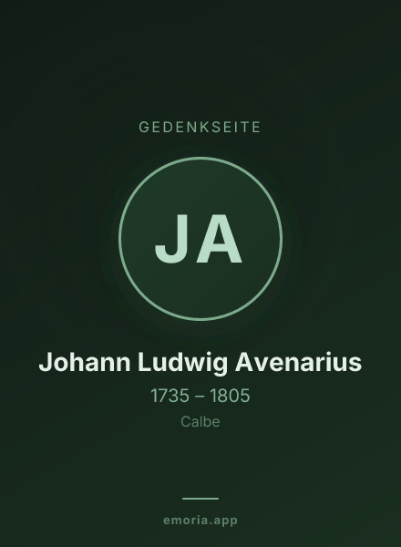 Gedenkportrait von Johann Ludwig Avenarius