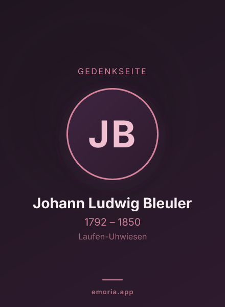 Gedenkportrait von Johann Ludwig Bleuler