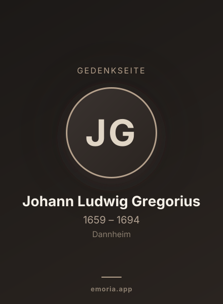 Gedenkportrait von Johann Ludwig Gregorius