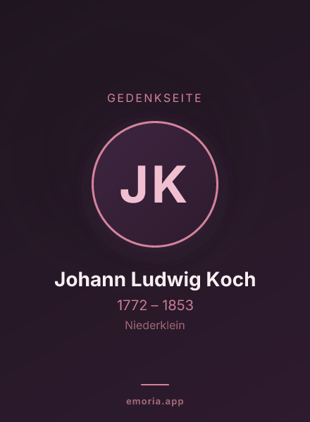 Gedenkportrait von Johann Ludwig Koch