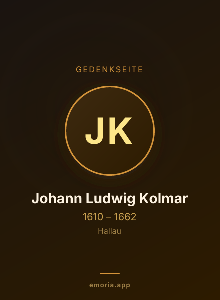 Gedenkportrait von Johann Ludwig Kolmar