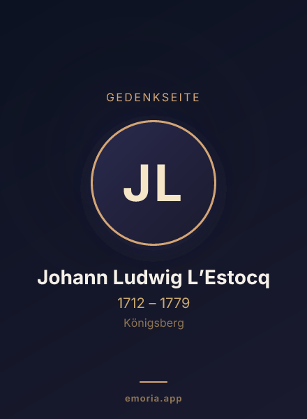 Gedenkportrait von Johann Ludwig L’Estocq