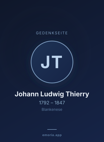 Gedenkportrait von Johann Ludwig Thierry