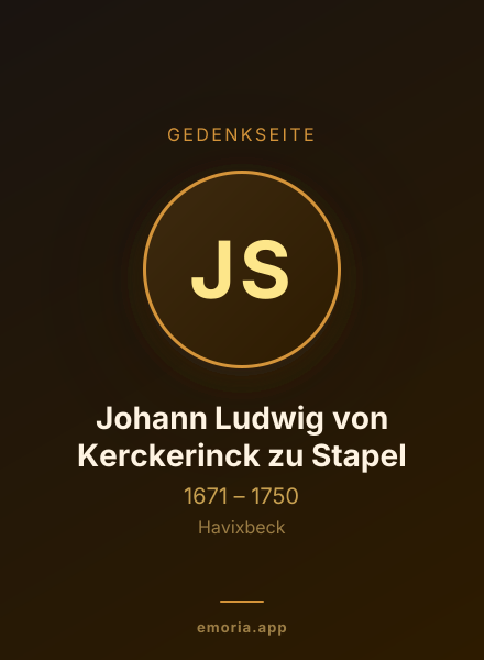 Gedenkportrait von Johann Ludwig von Kerckerinck zu Stapel
