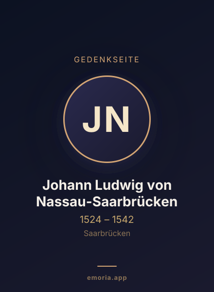 Gedenkportrait von Johann Ludwig von Nassau-Saarbrücken